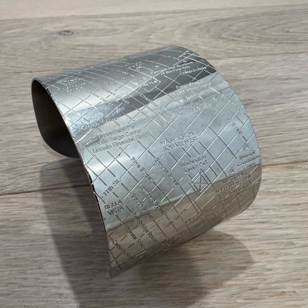 Metal cuff bracelet of Philadelphia, PA neighborhoods